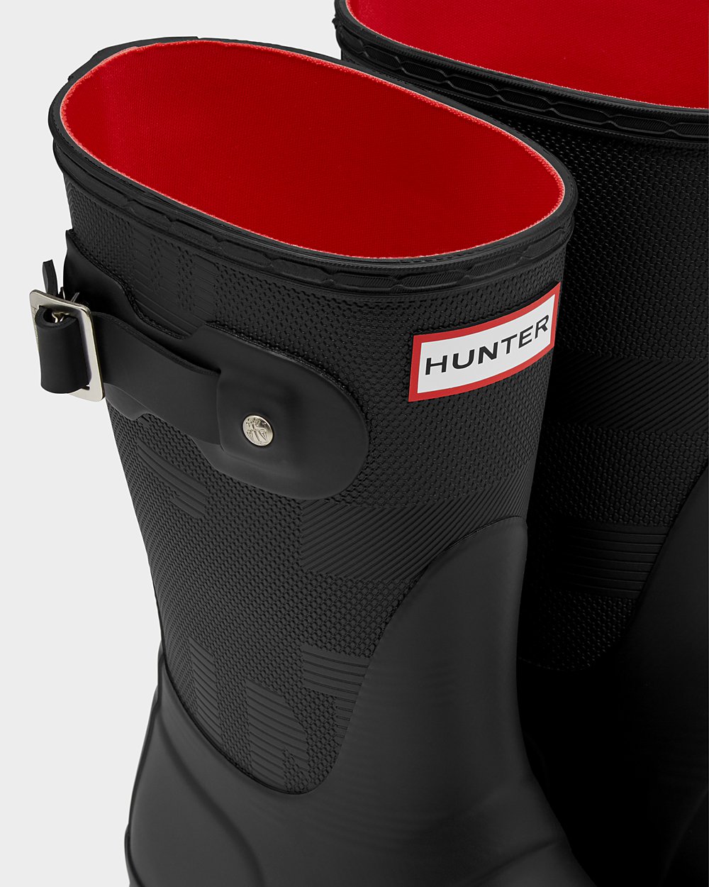 Women Hunter Original Exploded Logo Texture | Short Rain Boots Black | NZ-86513-VDCR